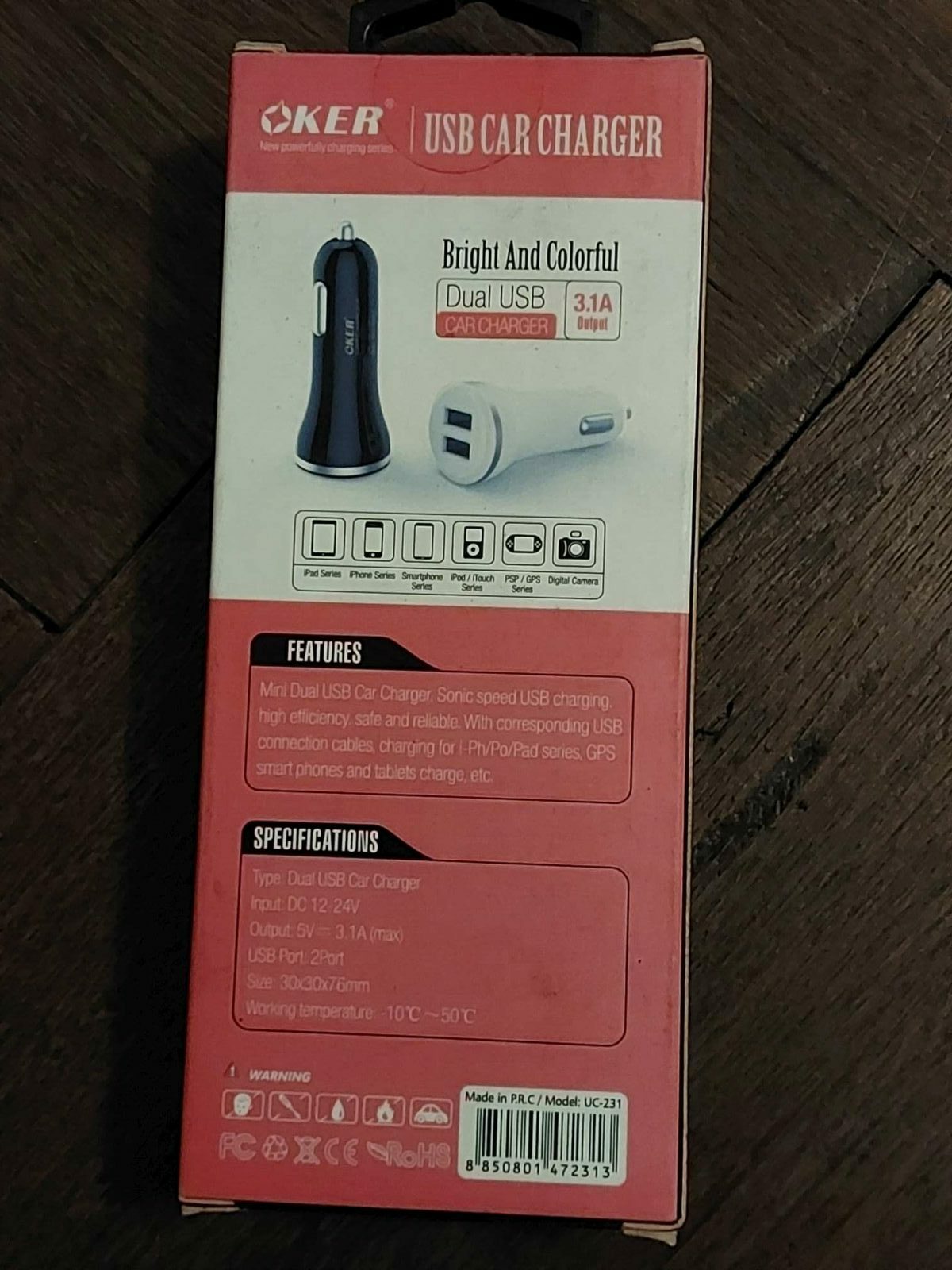Chargeur voiture KER UC‑231 – Double USB 3.1A – Image 2
